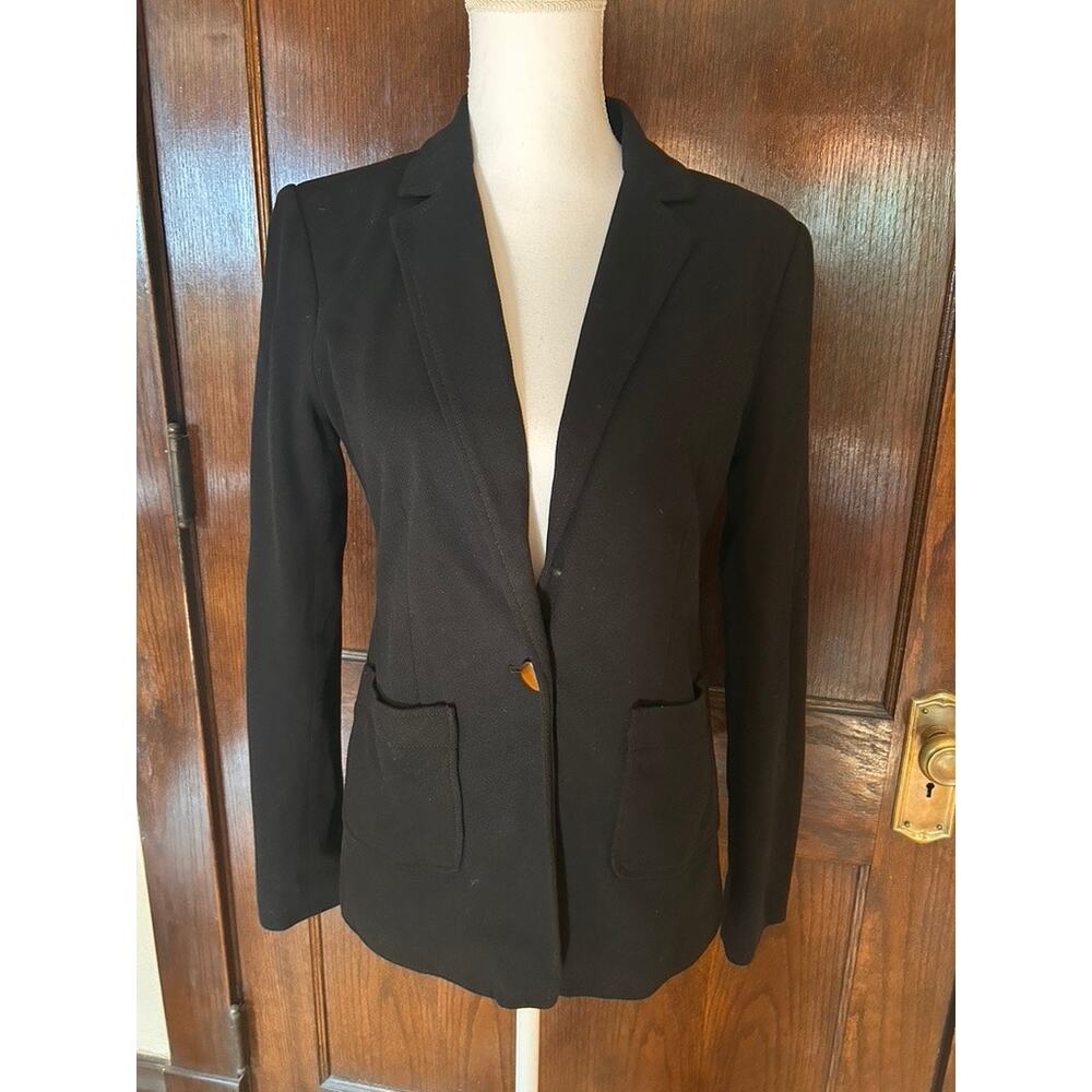 Ann Taylor LOFT NWT black knit blazer, gold buttons, single breasted size 4